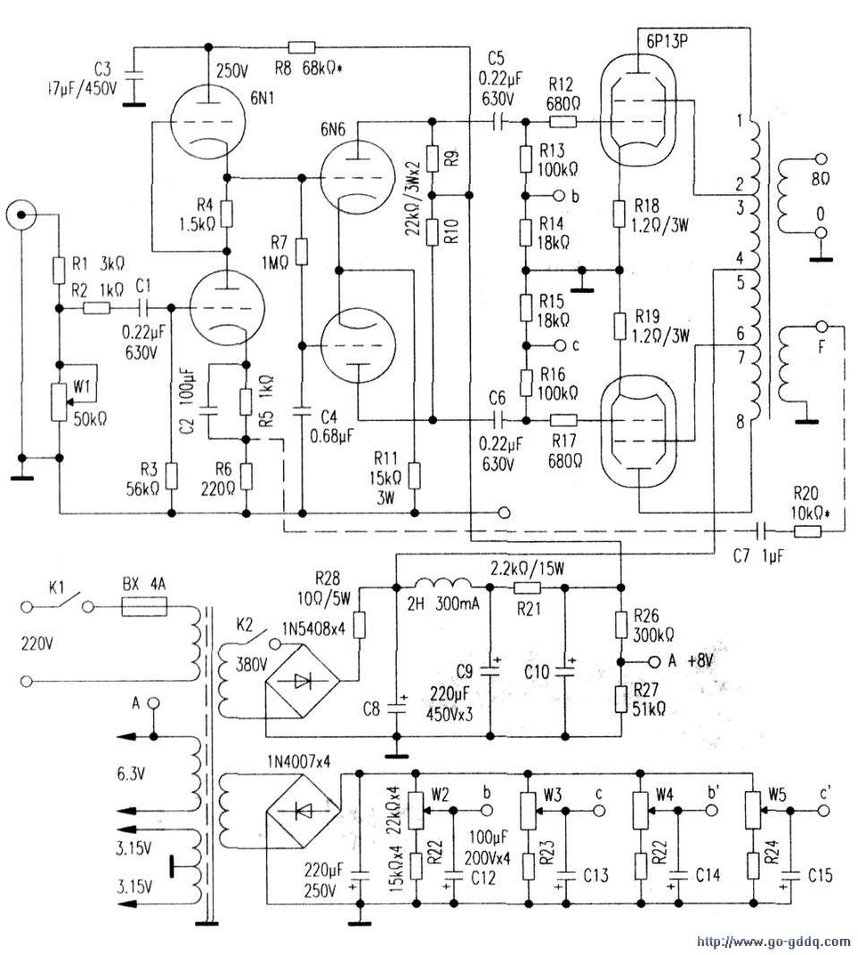 用6p13p制作的功放电路