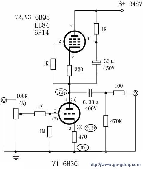 在网上搜索了一下有关6h30的电路,单管放大的电路找到了两款自给偏压