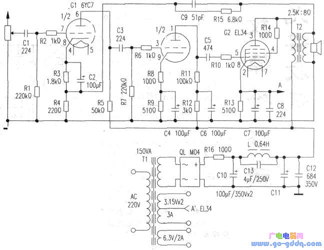 用el34 6cy7制作的单端胆机