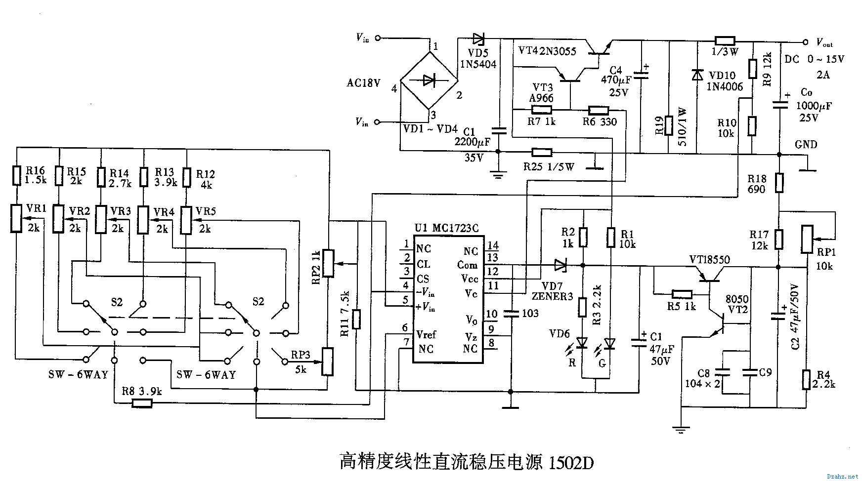 高精度线性直流稳压电源1502d