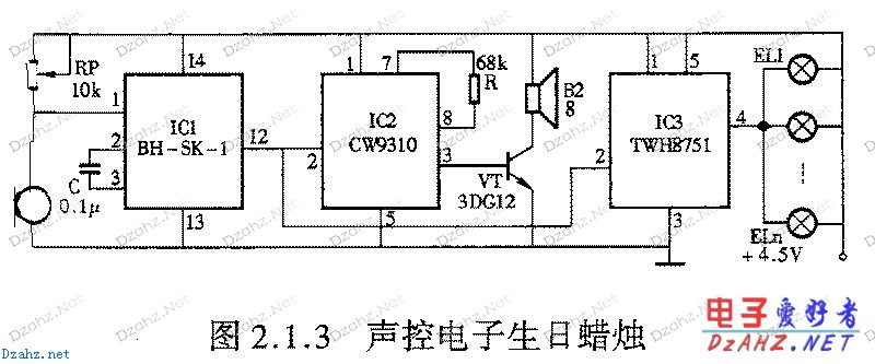 声控电子生日蜡烛电路图