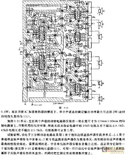 小功率电子三分频有源音箱制作电路图