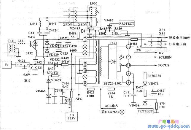 用bsc25-n1503代换海尔hs-2558d彩电中行变bsc26-1502