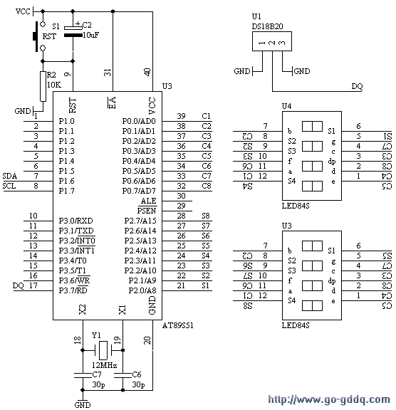 ds18b20数字温度计电路应用