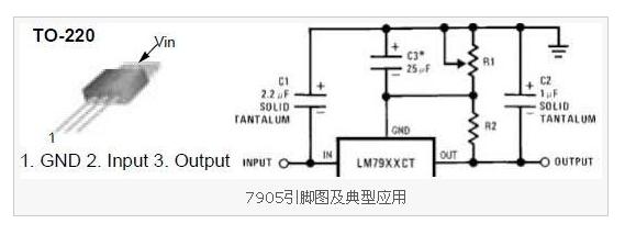 7905引脚图及典型应用