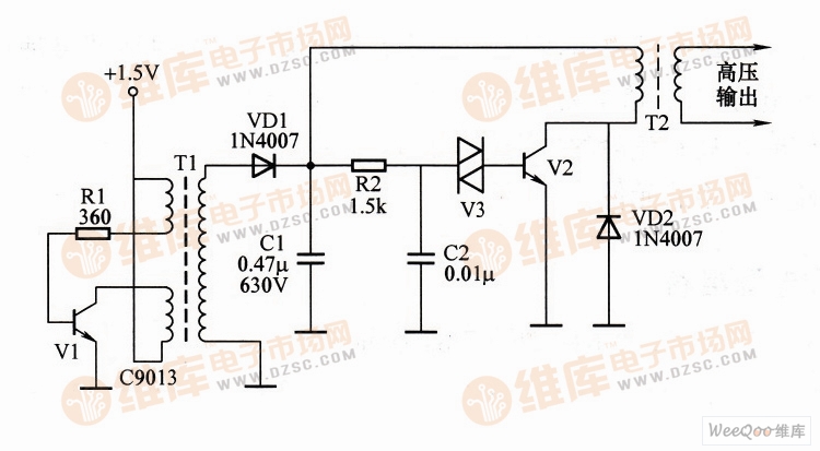 高压脉冲放电器电路图脉冲信号产生器 电路图