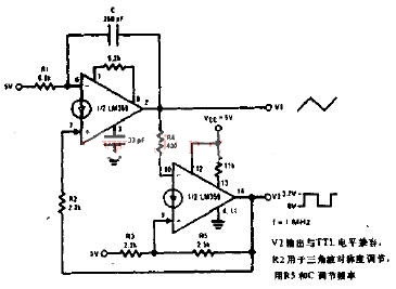 集成电路构成的三角波和方波发生器电路图