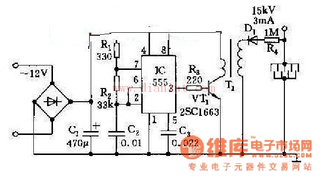 基于ne555的高压静电发生器电路信号产生电路图