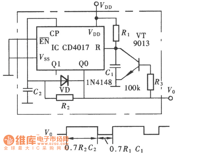 用cd4017组成的多谐振荡器电路图多谐振荡产生电路图