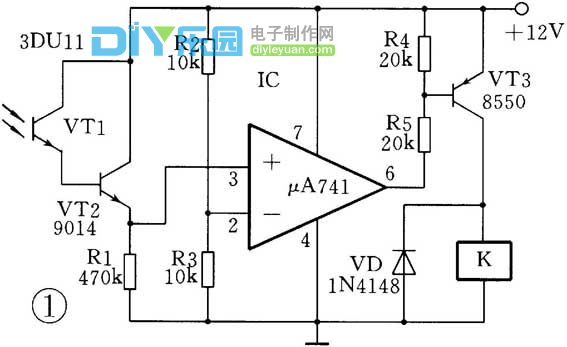 用ua741或ne555组成的光控开关电路