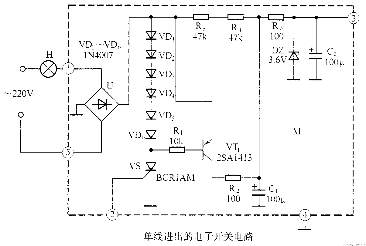 采用单线进出的电子开关