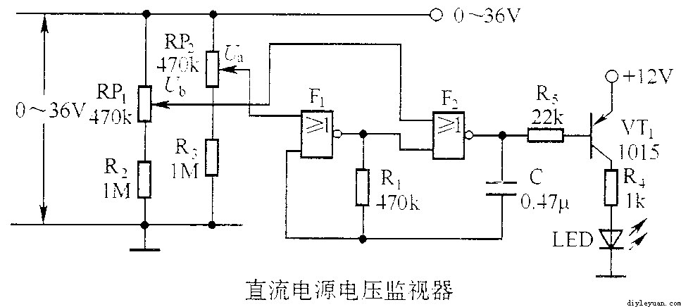 直流電源電壓監視器電路原理圖