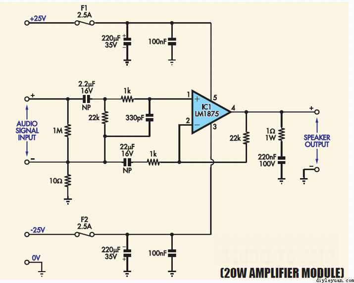 LM1875设计个功放电路原理图