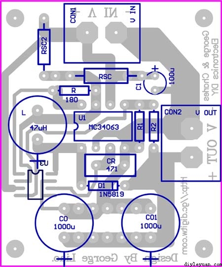 MC34063升压电路PCB元件图