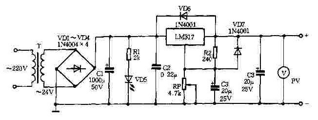 LM338并联可调电路图图片