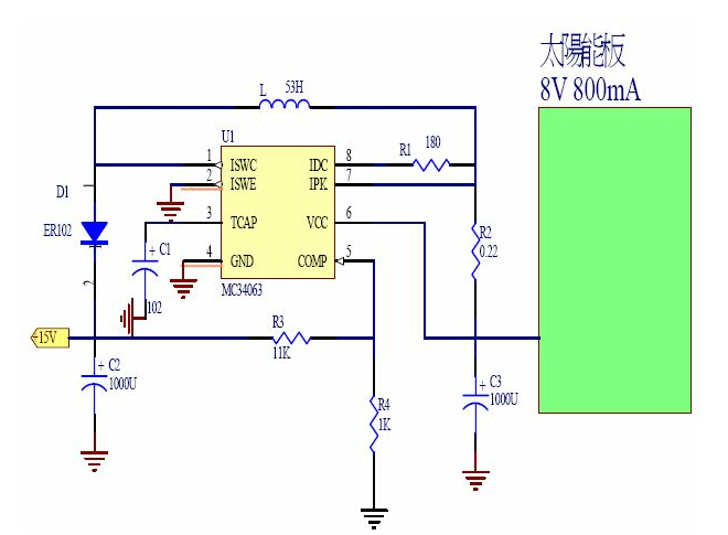 太阳能电池充电器的电路图