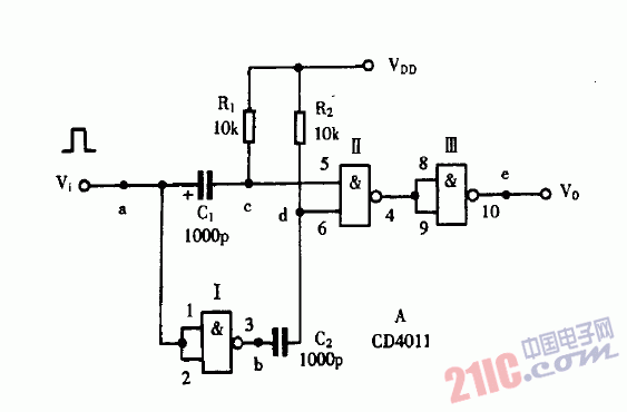 巧用cd4011作倍频器电路图