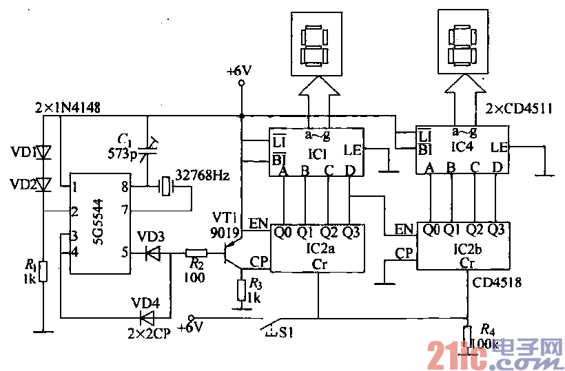 数字秒表计时器电路图图片