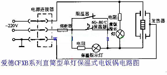 普通电饭煲接线图图片