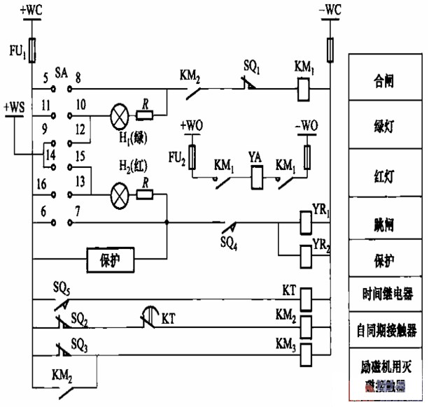 采用cd2g型的灭磁开关控制电路图