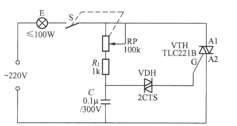 采用双向触发二极管的双向晶闸管调光灯电路控制电路