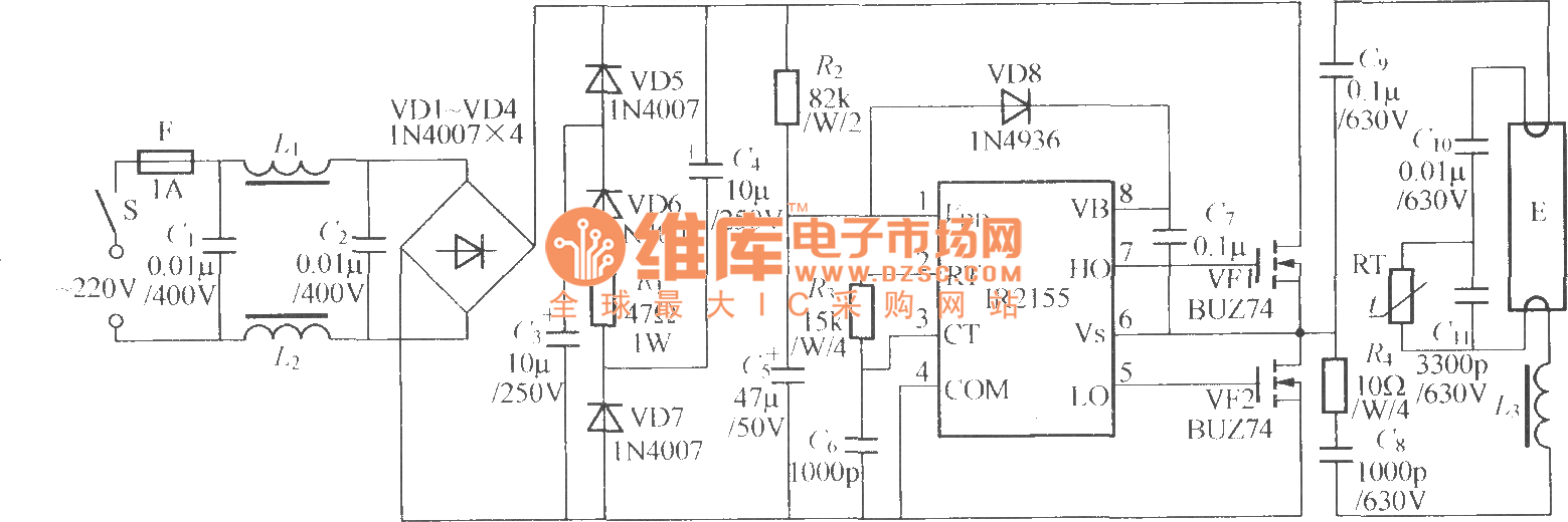 节能灯4个极接线图图片