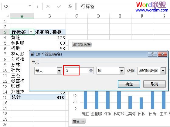 彙總前n項最大值的和在excel2013數據透視表中怎麼操作