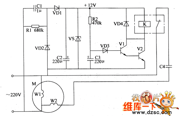 电动机离心开关代用电路图(一)