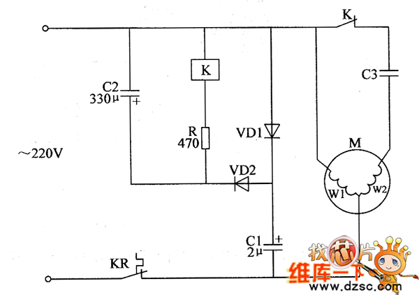 电动机离心开关代用电路图二农业自动化