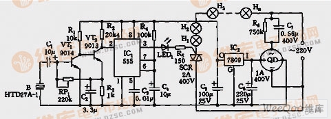 基於555的聲控彩燈電路圖