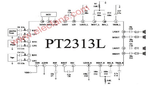 pt2313l音量控制原理图图片