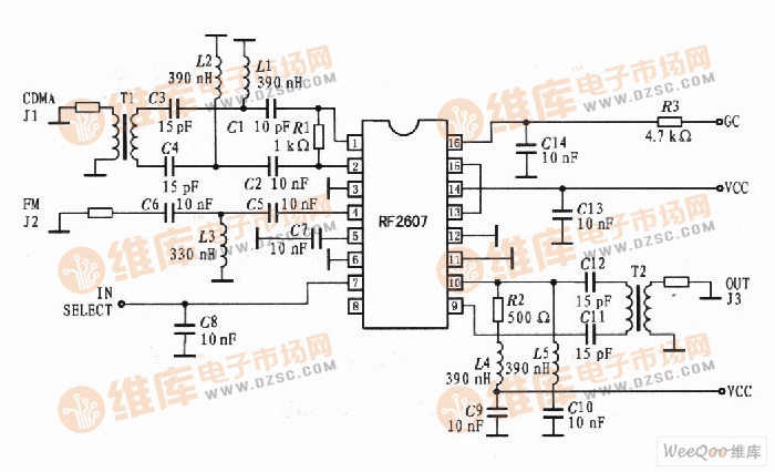 基於rf2607的典型應用外圍電路圖