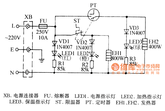 美峰dyb4080a保温式自动电压力锅电路图