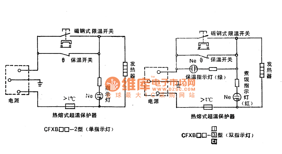 电饭锅内部线路结构图图片