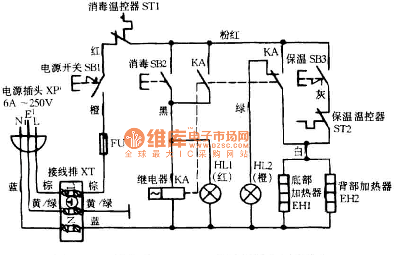 立式消毒柜电路接线图图片