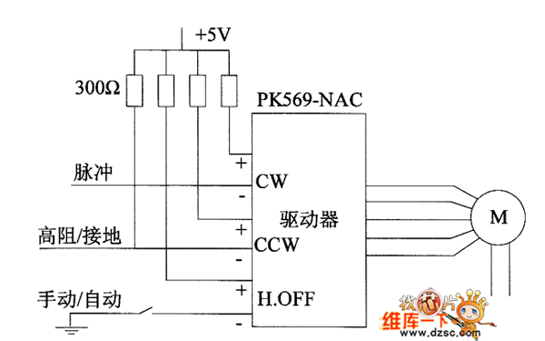 豎直方向步進電機接線原理示意圖