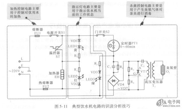 典型飲水機電路的識讀分析技巧