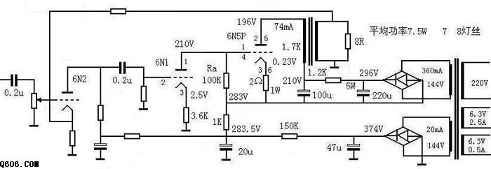 6N5P胆机电路图图片