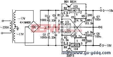 > 圖 自制從0v到正負15v可調的直流穩壓電源 電解電容c1,c2,c5,c6c77