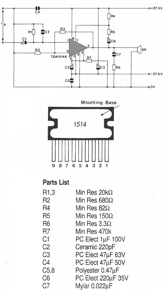 tda1514典型功放应用电路图