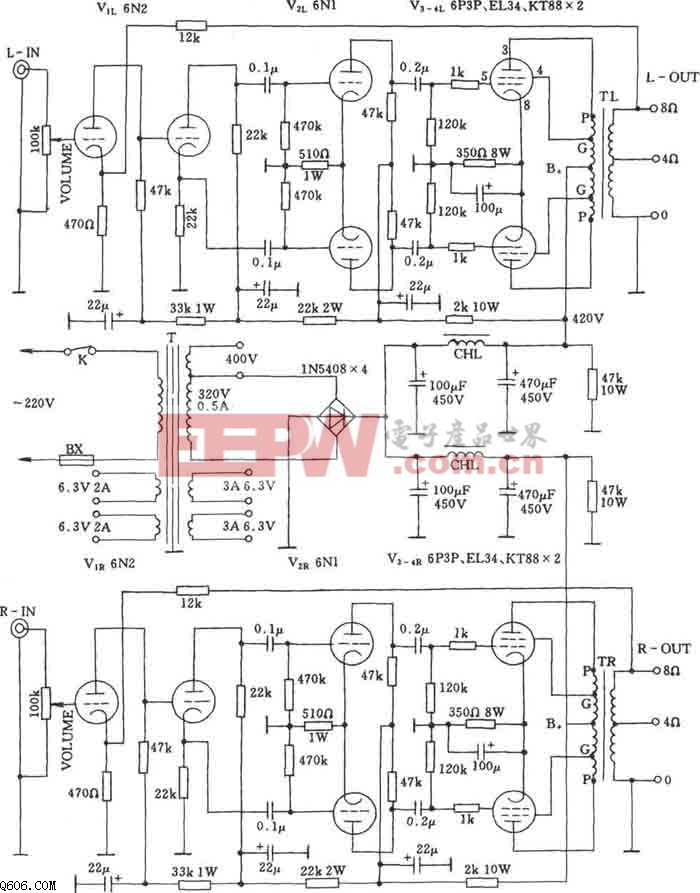 6N5P胆机电路图图片