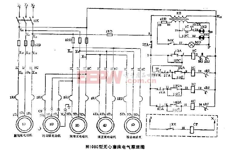 m1080型无心磨床电气原理图