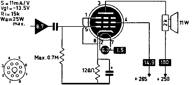 6v6电子管参数管脚图图片