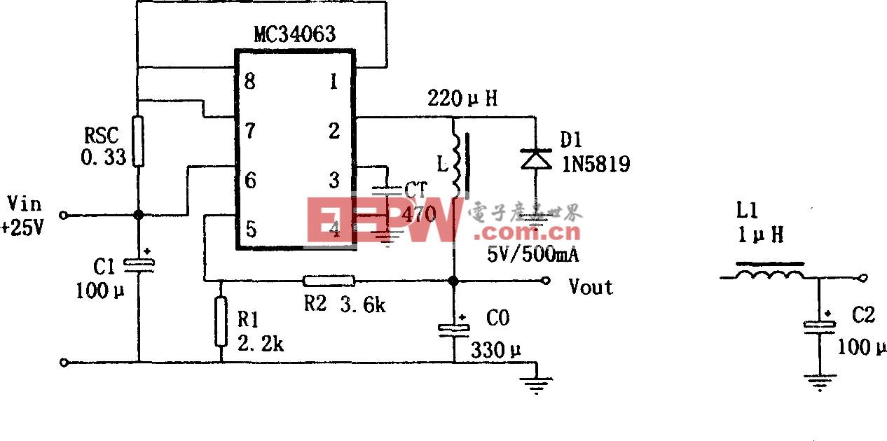 mc34063降压5v2a电路图图片