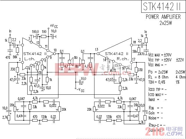 stk4142功放电路图图片