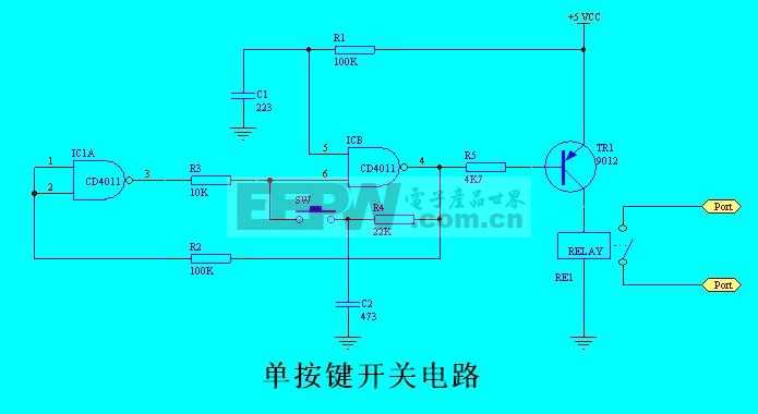 简单的单按键开关电路电路图