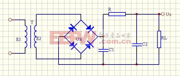单相桥式整流形滤波电路图