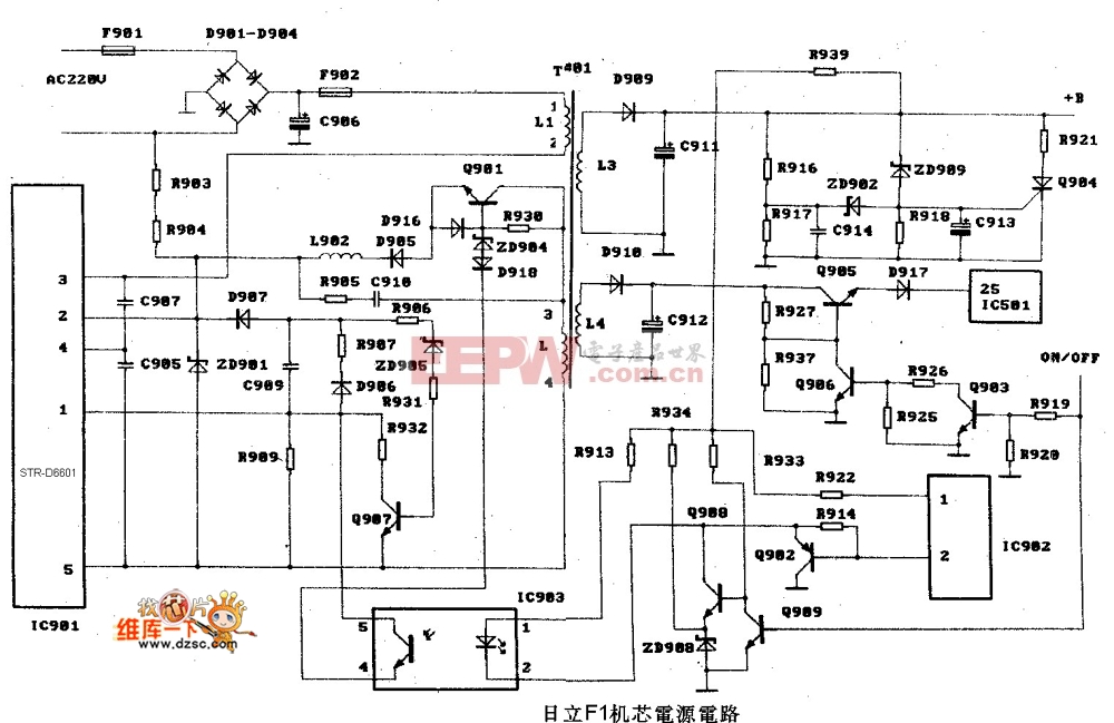 日立f1机芯电源电路图