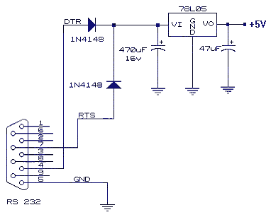 > 用到7805的串口窃电电路(5v)  /div>  div class=tech