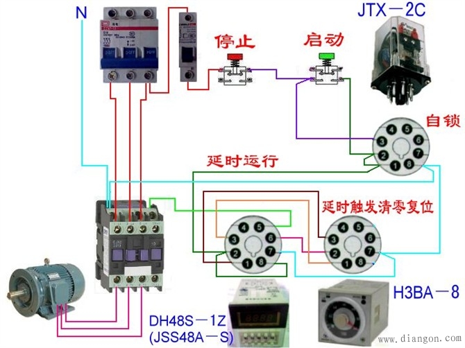 三相異步電動機延時啟動實物接線圖解決方案華強電子網